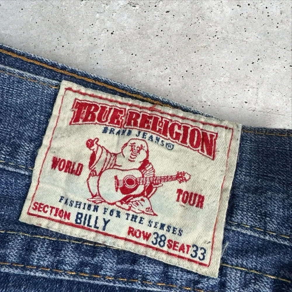 Vtg True Religion Billy Bootcut Jeans 38x33‎ Flap Pocket USA Y2K